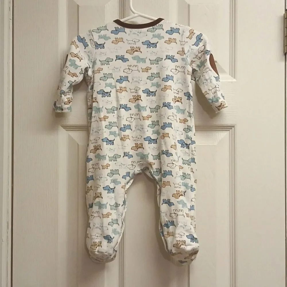 🩷LITTLE ME, Boys Size 9M Puppy Dog Themed Footie Pajamas Snap Up Closure